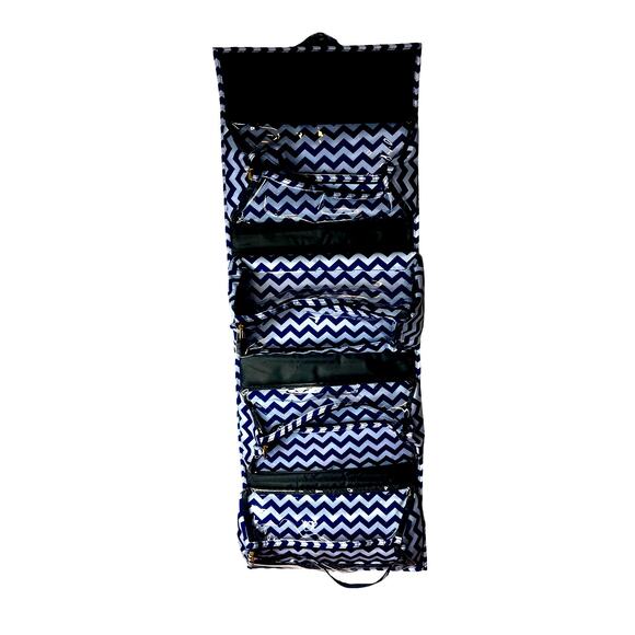 JM New York Blue White Large Cosmetic Caddie Makeup Case - Picture 5 of 9